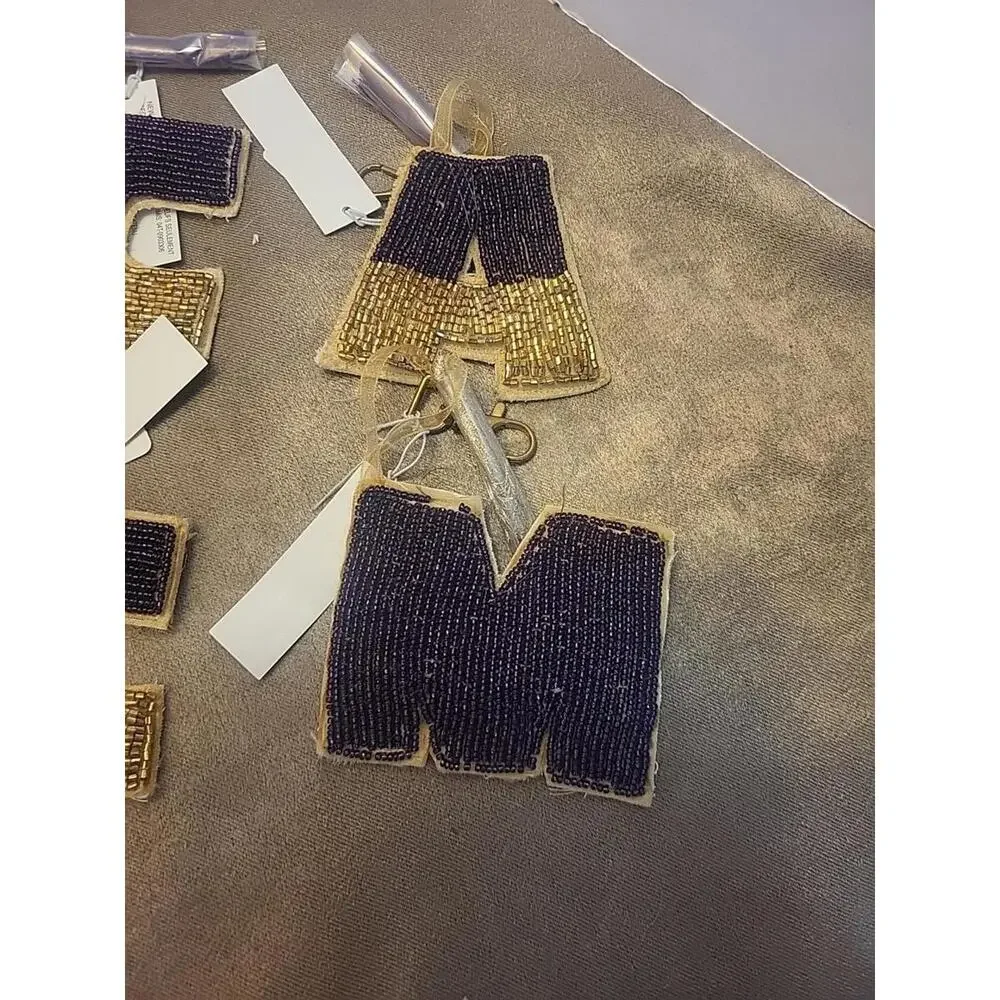 BEADED LETTERS WITH TASSLES LOT OF 9 For Keys, Purses Or Crafts